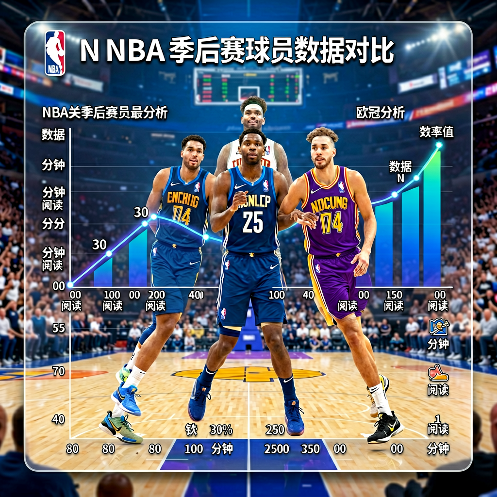 NBA季后赛球员数据对比图表，展示关键球员得分与效率值趋势